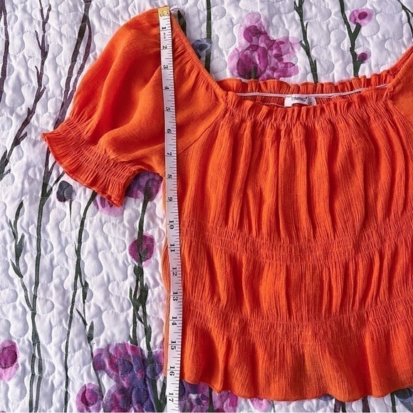 Timing Cropped Top Womens Small Orange Peasant Boho Soft Vibrant Colorful - Picture 5 of 9